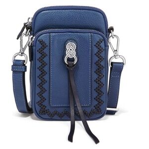 Brighton H1609F Interlok French Blue Leather Mini Utility Crossbody Bag
